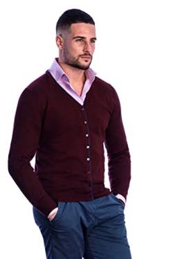 1st American Herren Strickjacke Mit Langen Ärmeln Und Knöpfen Violett Farbe Aus Seide und Kaschmir - Winter Pullover Größe XXXL von 1st American