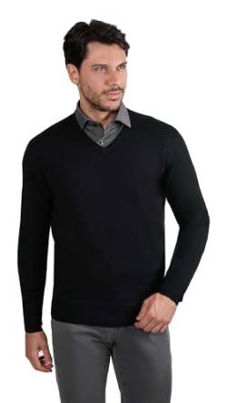 1st American Langärmlicher Pullover Mit V-Ausschnitt Für Herren Schwarze Farbe Aus Seide Und Kaschmir - Feinheit Winter Pullover 14 Größe XXXL von 1st American