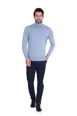 1st American Langärmlicher Rollkragenpullover Für Herren Hellblau Farbe Aus Seide und Kaschmir - Winterpullover mit Kragen Hohe Größe XXXL von 1st American