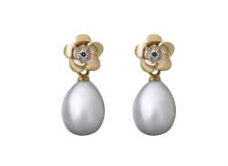 Gems Jewerly Damen-Ohrringe mit natürlichen Süßwasserperlen - Verschluss aus 925 Sterling Silber, S, Silber, Perle von 1st American