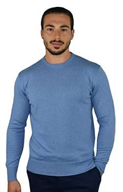 1stAmerican Langärmlicher Pullover Mit Rundhalsausschnitt Für Herren Hellblau Farbe Aus Seide Und Kaschmir - Feinheit Winter Pullover 14 Größe L von 1stAmerican