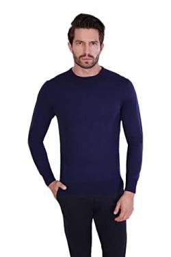 1stAmerican Langärmlicher Pullover Mit Rundhalsausschnitt Für Herren Navy Farbe Aus Seide Und Kaschmir - Feinheit Winter Pullover 14 Größe XL von 1stAmerican