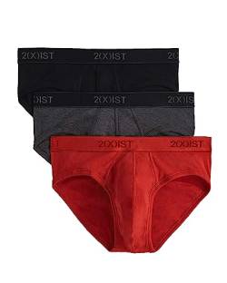 2(X)IST Herren Essential Cotton No Show Slip 3er-Pack, Schwarz/Anthrazit Heather/Mohnrot, Small von 2(x)ist