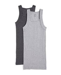 2(X)IST Herren Essential Cotton Square Cut Tank 2-Pack Base Layer Top (2er Pack), Charcoal Heather/Grey Heather, L von 2(x)ist