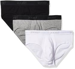 2(x)ist)IST Herren Essential Cotton No Show Slip 3er-Pack, Weiß/Schwarz/Grau Heather, Large von 2(x)ist