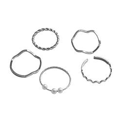 2022 5 Stücke Ringe Weibliche Minderheit Design Mode Kühles Temperament High Fashion Persönlichkeit Zeigefinger Endring Bikini Mit Ringen (Silver, One Size) von 2022