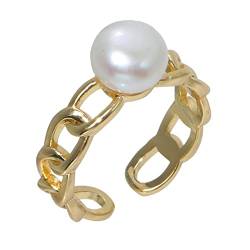 2022 An Meine Tochter Ring Goldkettenform Perlenring Geometrische Form Perlenring Verstellbare Kettenform Linien Wickelring Minimalistischer Ring Geschenk für sie Ringe Metall (Gold, One Size) von 2022