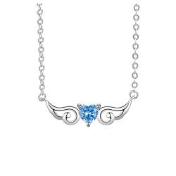 2022 Engel Blau Herz Halskette Zirkon Herz Halsketten Kristallkette Schmuck Für Frauen Mädchen Herd Anhänger Halskette Ketten Mit Traumfänger (Blue, One Size) von 2022