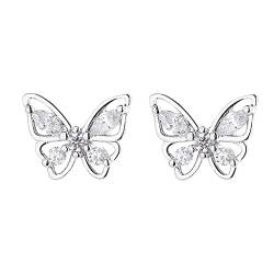 2022 Exquisite Schmetterlings-Ohrringe Damen Trendy Ohrringe Fashion Light Luxury Ohrringe Handmade Ohrringe Damen (Silver, One Size) von 2022