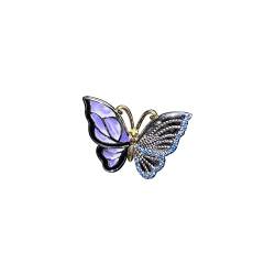 2022 Exquisiter ausgehöhlter, mit Diamanten besetzter Schmetterlingsring aus Emaille Schmetterlingsschmuck Verstellbarer Ring Bart Ringe (Purple, One Size) von 2022