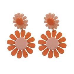 2022 Gänseblümchen-Ohrringe für Frauen Orange Flower Drop Dangle Bohemian Boho Ohrring Schmuck Acryl Ohrringe Geschenke für Frauen Ohrringe Klein (Orange, One Size) von 2022