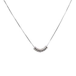 2022 Kalter Wind Einfache Perlenkette Weibliche Schlüsselbeinkette leichte Luxus-Senior-Sinn für Temperament-Halskette Halskette Kleeblatt (Silver, One Size) von 2022