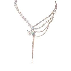 2022 Kristall Schmetterling Anhänger Halskette für Frauen Anhänger Frauen Halsketten Geburtstagsgeschenk für Mutter Frauen Frau Ketten 40 cm (White, One Size) von 2022