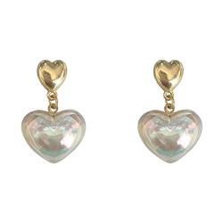 2022 Lady Pearl Love Ohrringe für Frauen Gold Ohrläppchen Drop Dangler Ohrringe für Frauen oder Statement Ohrringe Damen Silber (Gold, One Size) von 2022