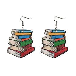 2022 Lesebuch-Ohrringe Leseregenbogen-Liebes-Holz-Ohrringe Mode-süßes Schüler-Lehrer-Geschenk Ohrringe Für Hochzeit (Rose Gold, One Size) von 2022
