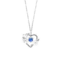 2022 Liebes-Kristallgeometrie-Strass-Halsketten für Frauen-Schmetterlings-Blumen-Anhänger-Strass-Halskette Mütterliche volle Strass-Halskette zu meiner Tochter Blaue Halskette (Silver, One Size) von 2022