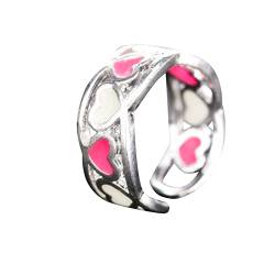 2022 Luminous Fluorescence Ring für Frauen Pink Heart Open Ring Glow In The Dark Creative Luminous Heart Rings Jewelry Gifts Ringelshirt Jungen Marine (Pink, One Size) von 2022