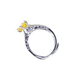 2022 Luxus und Design Niedlicher gelber -Kaninchen-Ring Zirkon Niedlicher Kaninchen-Ring Buchbinder Ringe (Yellow, One Size) von 2022