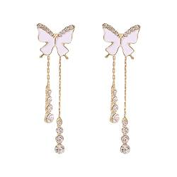 2022 Schmetterlings-Quasten-Ohrringe für Teenager- Minimalistische Piercing-Ohrstecker Trendige Ohrringe Schmuckzucker Ohrringe (Gold, One Size) von 2022