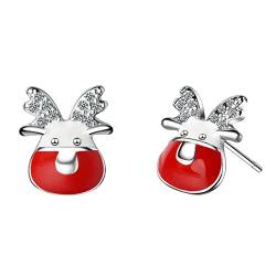 2022 Silberne Ohrringe Temperament Ohrringe Weihnachtsohrringe für sie Ohrringe Maritim (Red, One Size) von 2022
