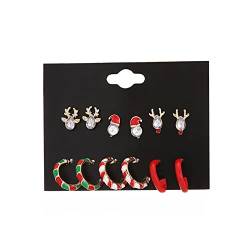 2022 Weihnachtsohrring Rentiere Schneemann Ohrring Set Weihnachtsohrring Geschenk für das Ohrringe Farben (Red, One Size) von 2022