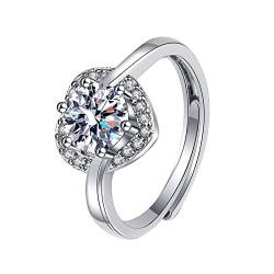 2022 Wunderschöne Eheringe Frauen Schmuck Weiß Ringe Schöner Ring Juwel Legierung Eingelegter Strass Weiblicher Ring Beliebter Exquisiter Ring Einfacher Modeschmuck Harre Ringe (Silver, One Size) von 2022