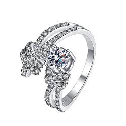 Wunderschöne Eheringe Frauen Schmuck Weiß Ringe Schöner Ring Juwel Legierung Eingelegter Strass Weiblicher Ring Beliebter Exquisiter Ring Einfacher Modeschmuck Kinder Ringe Für (Silver, One Size) von 2022