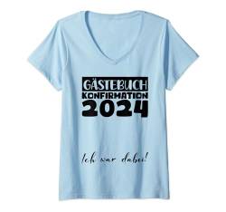 Konfirmation Deko Jungen Mädchen Gästebuch Konfirmation 2024 T-Shirt mit V-Ausschnitt von 2024 Konfirmation Kleider Kinder Kirche Protestant