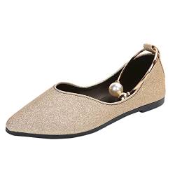 205 Damenschuhe 43 Pumps Loafer für Damen Casual Slip On Kleid Loafer Bequeme Leder-Fahrschuhe für Damen im Freien zu Fuß Flache Schuhe Schuhe Pumps Damen Schwarz (Gold, 43) von 205