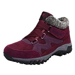 Canvas Schuhe Damen Rot Warme Baumwollschuhe Sneakers für Damen Outdoor Sports Klettern Wanderschuhe Trekking Sneakers Winter Thermische Schuhe Damen Sandaletten Flach (Red, 41) von 205