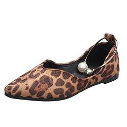 Damen Schuhe Frühling Loafer für Damen Casual Slip On Kleid Loafer Bequeme Leder-Fahrschuhe für Damen im Freien zu Fuß Flache Schuhe Dirndl Schuhe Damen Rot (Brown, 41) von 205