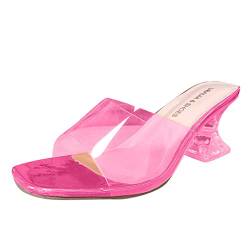 Damenschuhe 43 Ballerina Schuhe hoch und Sandalen Damen OpenToe Sommer Heels Print Lässige Frühlingsmode Damensandalen Damen Schuhe Elegante 38 (Pink, 39) von 205