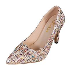 Damenschuhe Stiefeletten Schwarz 44 High Heels Spitzschuh Schuhe Zehe Damen Farbe Mode Damen High Heels Plateau Schuhe Sommer Damen (Beige, 37) von 205