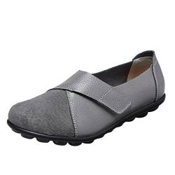 Damenschuhe Weite G Loafer für Damen Casual Slip On Kleid Loafer Bequeme Leder-Fahrschuhe für Damen im Freien zu Fuß Flache Schuhe Schuhe Mit Absatz Für Damen Schwarz (Grey, 40) von 205