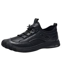 Herren Schuhe Anzugschuhe Herrenschuhe Große Größe Lässiges Leder Laace Up Einfarbige Lässige Mode Einfache Schuhe Laufschuhe Sneaker Socken 39-42 Herren (Black-C, 44) von 205