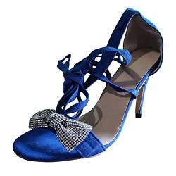 Klein Schuhe Damen 41 Sandalen Crystal Heels Lässige Mode Strap Damen Dünne Schuhe Damen High Heels Damen Schuhe Winter Boots (Blue, 37) von 205