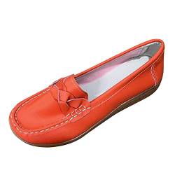 Outdoor Schuhe Damen Wasserdicht Damenmode Multicolor Lederschuhe weiche Sohle Pumpe Flache Freizeitschuhe Elegante Schwarze Schuhe Damen (Orange, 40) von 205