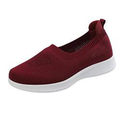 Schuhe Damen Carina Slip On Breathe Mesh Wanderschuhe Damenmode Comfort Flat Loafers Damen Schuhe Pumps Flach (Red, 40) von 205