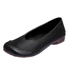 Schuhe Damen Flache Schuhe der Retro-Zehen-weichen Frauen Farbsohle Flacher runder Mund Sasual Feste Frauenbeiläufige Schuhe Damen Schuhe Damen 38 (Black, 38) von 205