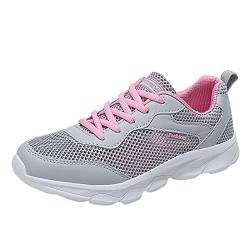 Sneakers Schuhe Damen Lace-Up Sports Mesh Atmungsaktive Turnschuhe Outdoor Farbe Damen Runing Solid Schuhe Damenturnschuhe Schuhe Damen Herbst Leder (Pink, 39) von 205
