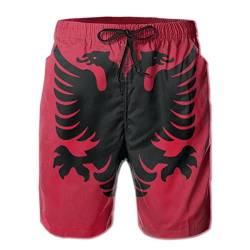 208 Albanische Flagge Herren Sporthose Mit Mesh Futter Kurze Hose Jogger Shorts Freizeit Trainingshose XL von 208