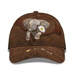 208 Damen Herren Basecap Niedlicher Elefant Auf Lederdruck Angeln Hüte Atmungsaktiv Distressed Basecap Verstellbar Baseball Kappe Mütze Für Golf Wander Angeln von 208