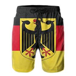 208 Deutschland-Flagge Herren Trainingshose Schnelltrocknend Kurze Hose Lässige Badeshorts Mit Mesh Futter Sporthose L von 208