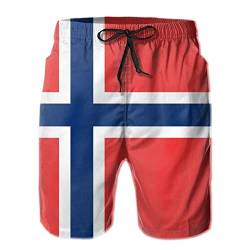 208 Norwegen-Flagge Herren Kurze Hose Jogger Jogginghose Sommer Badehose Lässige Boardshorts M von 208