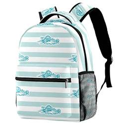 Laptop Rucksack Streifen- Und Wellenmusterdruck Lässiger Daypacks Modern Notebook Tasche Einfacher Schule Tasche Für Outdoor Arbeit Schule von 208