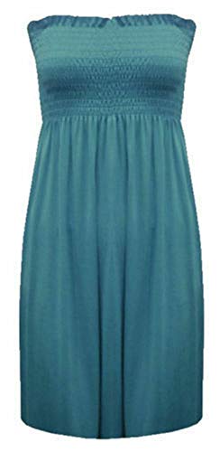 Damen Trägerloses Bandeau-Kleid aus Jersey in Übergröße Gr. 46-48, blaugrün von 21Fashion