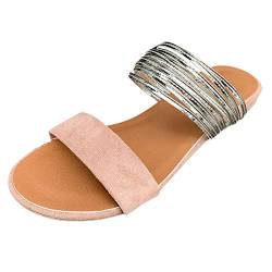 Bots Damen Schuhe Outdoor Mode Schuhe Dekoration Hausschuhe Frauen Metall Casual Flache Vintage Strand Damen Sandalen Damen Schuhe Sommer Sandalen Schwarz (Beige, 38) von 222