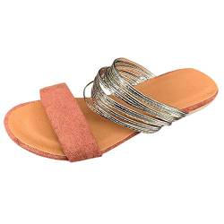 Bots Damen Schuhe Outdoor Mode Schuhe Dekoration Hausschuhe Frauen Metall Casual Flache Vintage Strand Damen Sandalen Damen Schuhe Sommer Sandalen Schwarz (Pink, 40) von 222