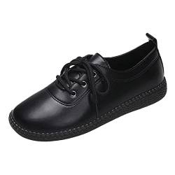 Schuhe Boots Damen Loafer für Damen Casual Slip On Kleid Loafer Bequeme Leder-Fahrschuhe für Damen im Freien zu Fuß flache Schuhe Echt Leder Damen Schuhe 39 Neu (Black, 36) von 222