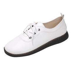 Schuhe Boots Damen Loafer für Damen Casual Slip On Kleid Loafer Bequeme Leder-Fahrschuhe für Damen im Freien zu Fuß flache Schuhe Echt Leder Damen Schuhe 39 Neu (White, 36) von 222